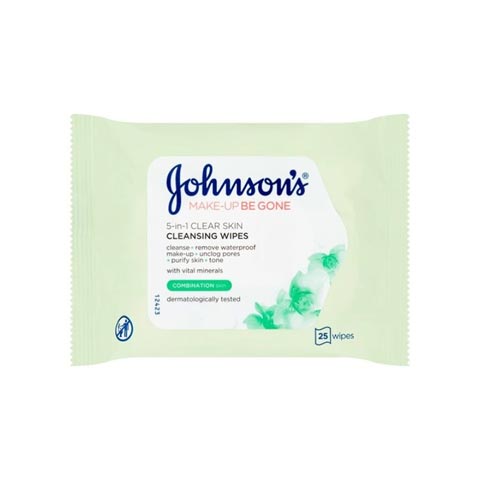 Johnson's Make Up Be Gone 5-in-1 Clear Skin Cleansing Wipes - 25 Wipes