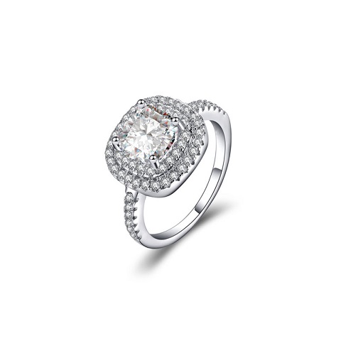 Ladies Beautiful Square Diamond Stone Stud Finger Ring - Size 7 (43)