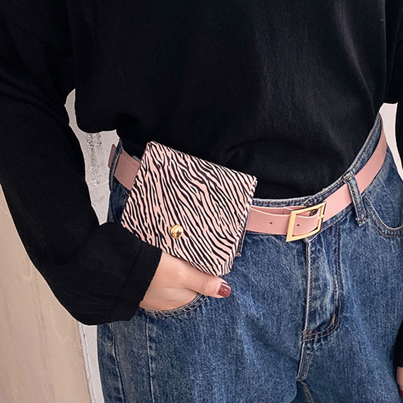 Ladies Fashionable Mini Waist Bag With Belt (301064) - Pink Zebra