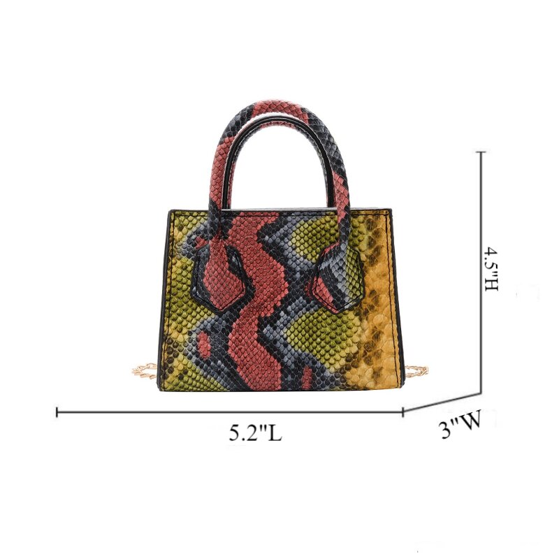 Ladies Mini Snakeskin Chain Decor Satchel Bag