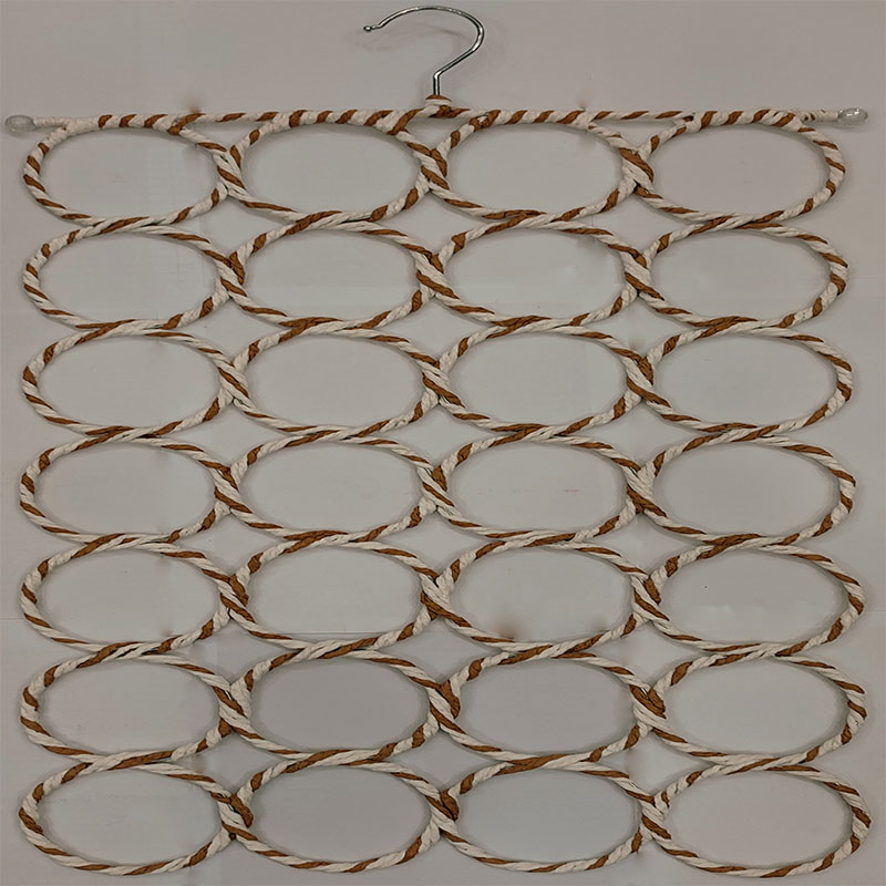 Foldable 28 Ring Scarf Hanger - White Brown