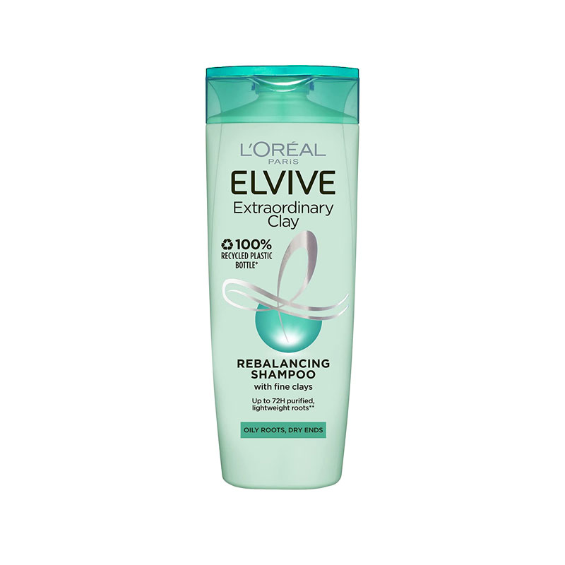 L'Oreal Paris Elvive Extraordinary Clay Rebalancing Shampoo For Oily Roots, Dry Ends 400ml