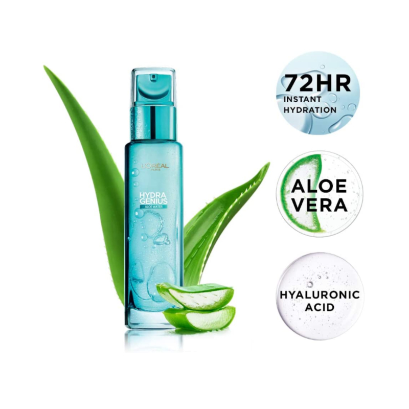 L'oreal Paris Hydra genius Aloe Water 72hr Liquid Moisturiser Normal To Dry Skin 70ml