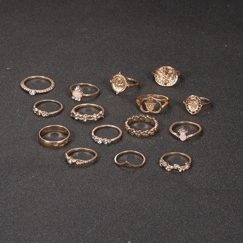 Love Gold Ring Set - 15pcs