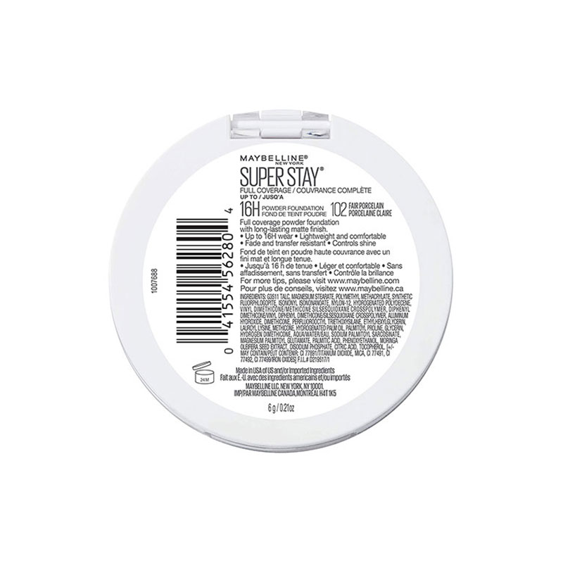 Maybelline Superstay Full Coverage Powder Foundation 6g - 102 Fair Porcelain