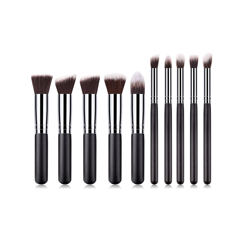 Mini 10pcs Makeup Brushes Set - Black