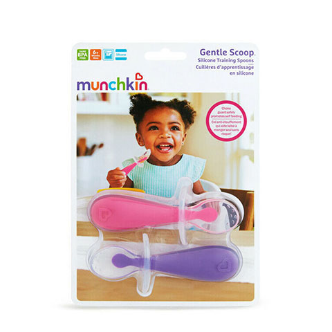 Munchkin Gentle Scoop Silicone Training Spoons Pink & Purple 6m+ (2208)