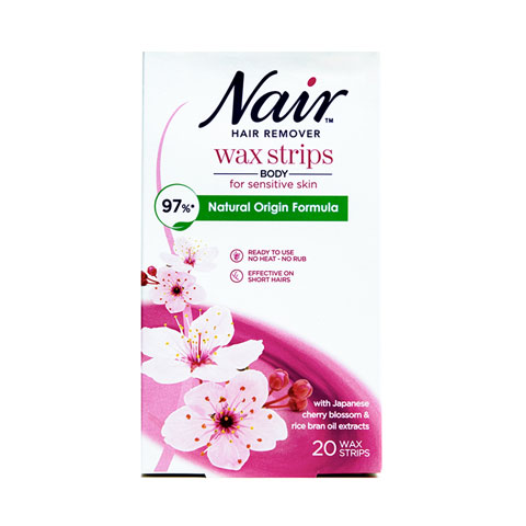 Nair Hair Remover Body Wax Strips With Japanese Cherry Blossom & Rice Bran Oil 20 Strips