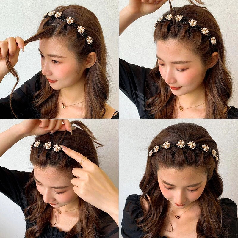 New Fashionable Hair Band With Pearl Beaded Hair Clip (301028)