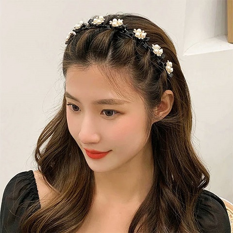 New Fashionable Hair Band With Pearl Beaded Hair Clip (301028)