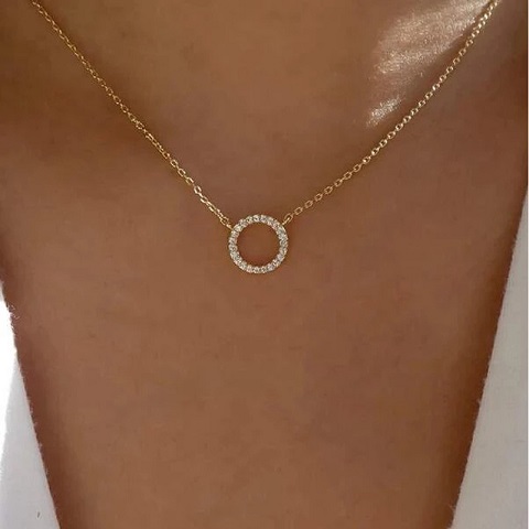 New Geometric Type Clavicle Chain Ring Necklace (20132)