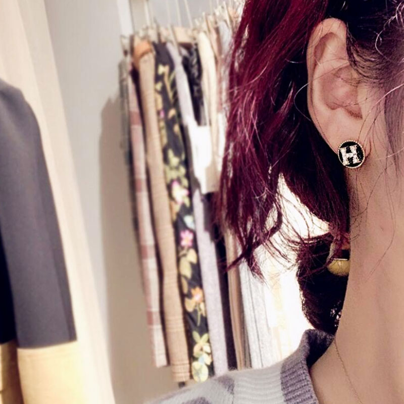 New Trend Stone Letter Studded Earrings (301042)
