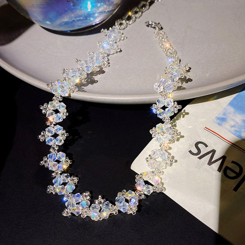 New Trendy Handmade Beaded Crystal Choker Necklace (301013)