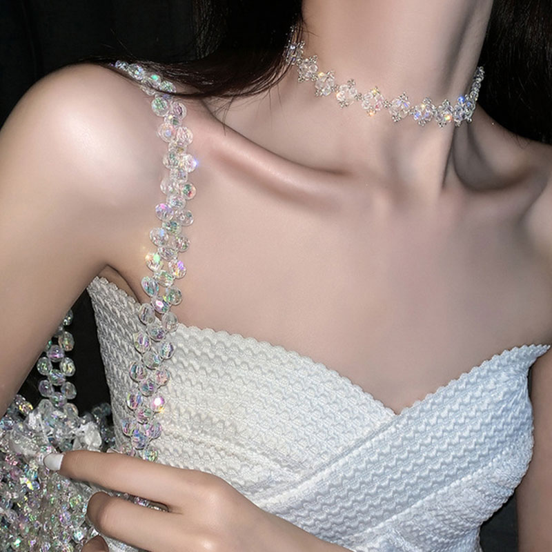 New Trendy Handmade Beaded Crystal Choker Necklace (301013)