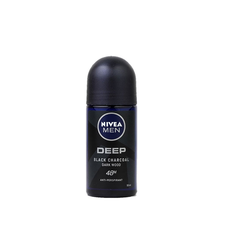 Nivea Men Deep Black Charcoal Dark Wood 48H Anti-Perspirant Roll On 50ml