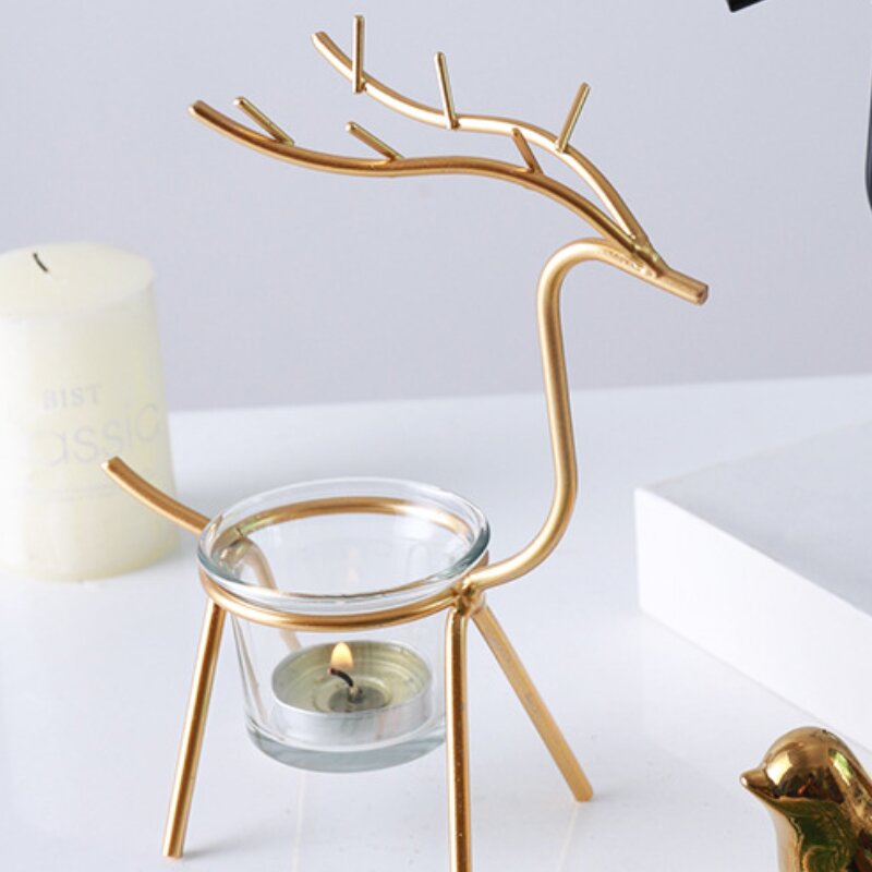 Nordic Style Simple Iron Elk Shaped Candle Stand (20175)