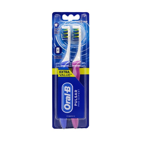 Oral-B Pro Expert Pulsar Medium Toothbrush 2pc - Blue & Purple
