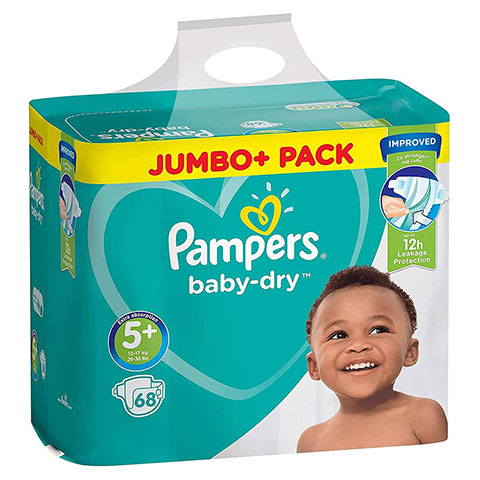 Pampers Baby Dry Belt Up To 12h 5+ (12-17 kg) UK 68 Nappies