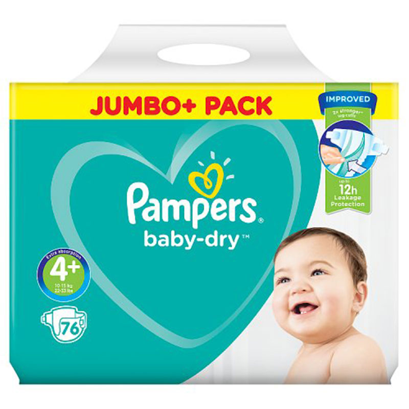 Pampers Baby Dry Belt Up To 4+ (10-15 kg) UK 76 Nappies