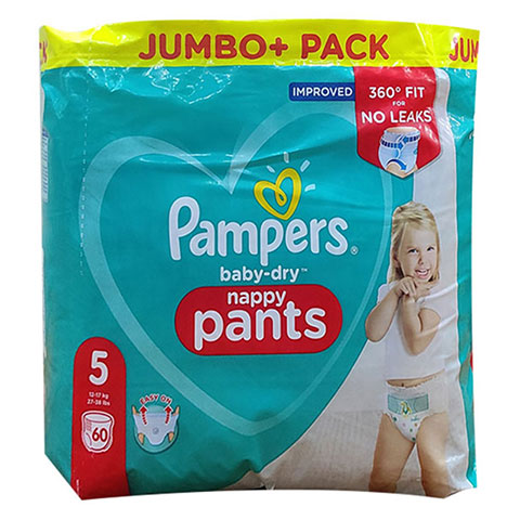 Pampers Baby Dry Nappy Pants Up To 12h 5 (12-17 kg) UK 60 Nappies