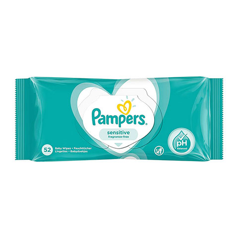 Pampers Sensitive Fragrance Free Baby Wipes - 52 Wipes