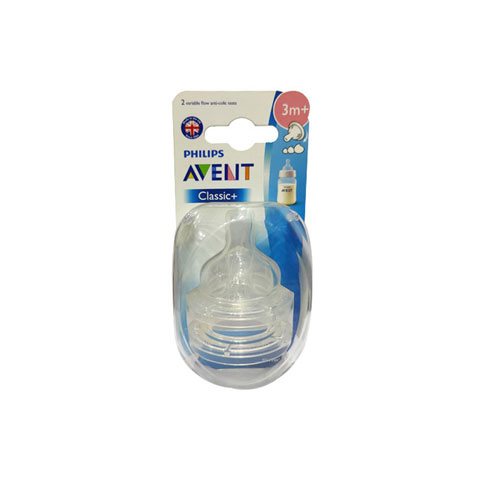 Philips Avent Classic + 2 Variable Flow Anti Colic Teats 3 m+ - 2pk (07900)