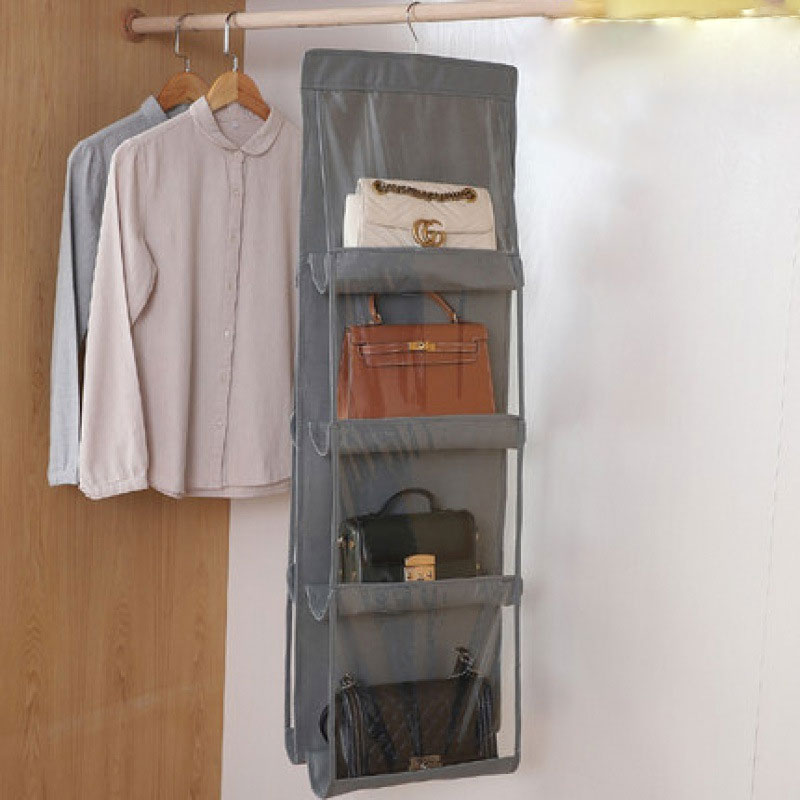 Double Side Wall Hanging Bag Storage With 8 Layer - Ash