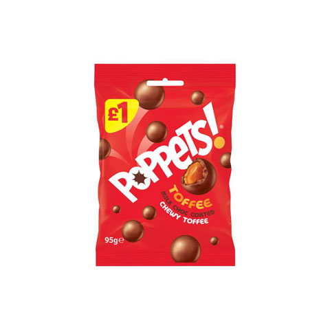 Poppets Milk Choc Coated Chewy Toffee 95g