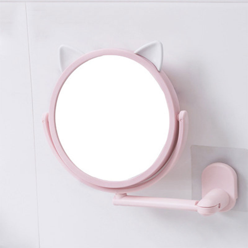 Punch-Free Wall-Mounted Small Mirror - Pink