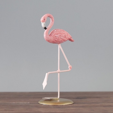 Resin Craft Pink Flamingo Decorative Showpiece - C (20173)