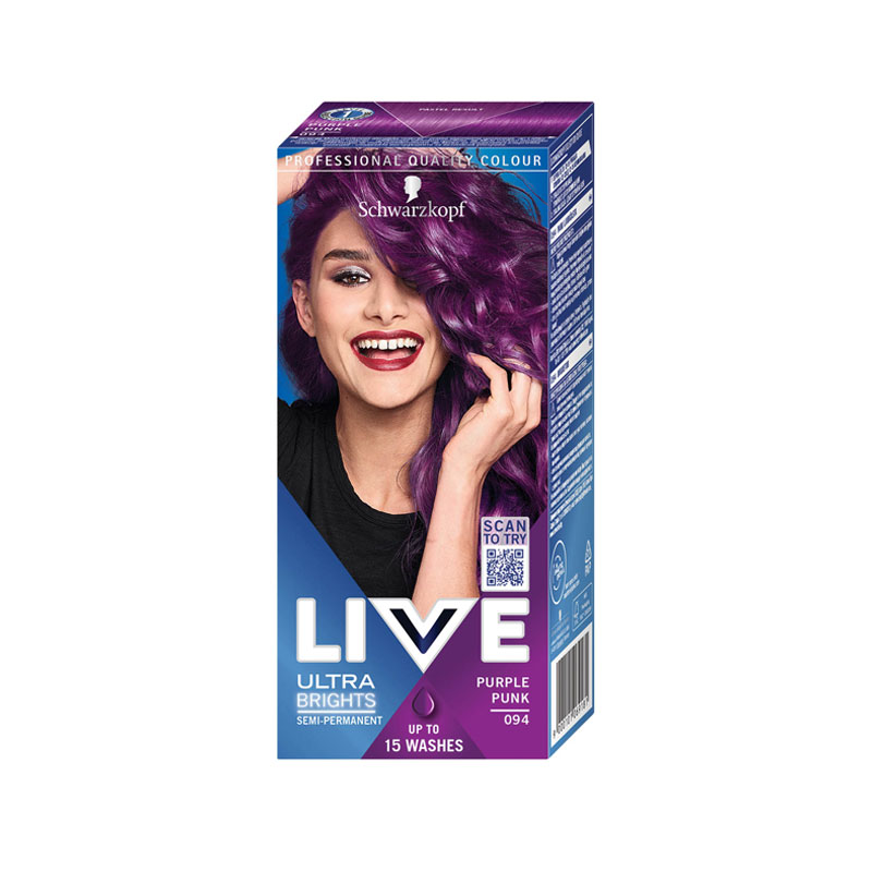 Schwarzkopf Live Ultra Brights Semi Permanent Hair Colour - 094 Purple ...