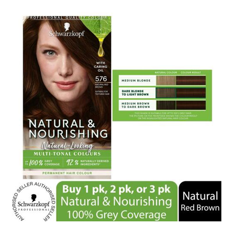 Schwarzkopf Natural & Nourishing Permanent Hair Colour - 576 Natural Red  Brown || The MallBD