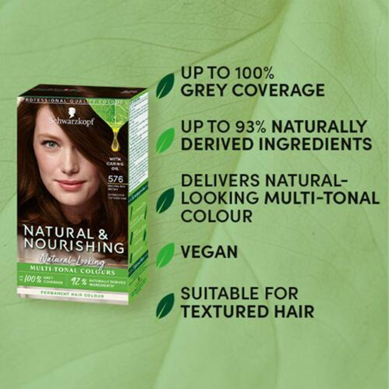 Schwarzkopf Natural & Nourishing Permanent Hair Colour - 576 Natural Red Brown