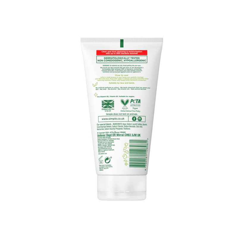 Simple Kind Defence +ANTI-BAC Cleansing Face Wash 150ml