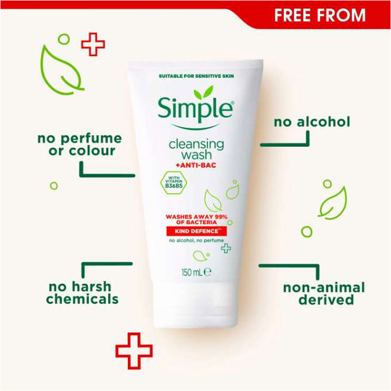 Simple Kind Defence +ANTI-BAC Cleansing Face Wash 150ml