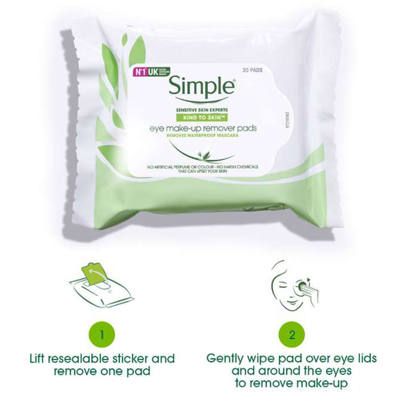 Simple Kind To Skin Eye Make Up Remover Pads - 30 Pads