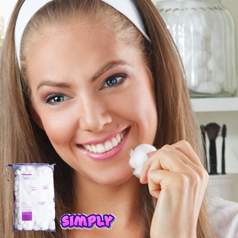 Simply 200 Cotton Wool Cleansing Balls - White