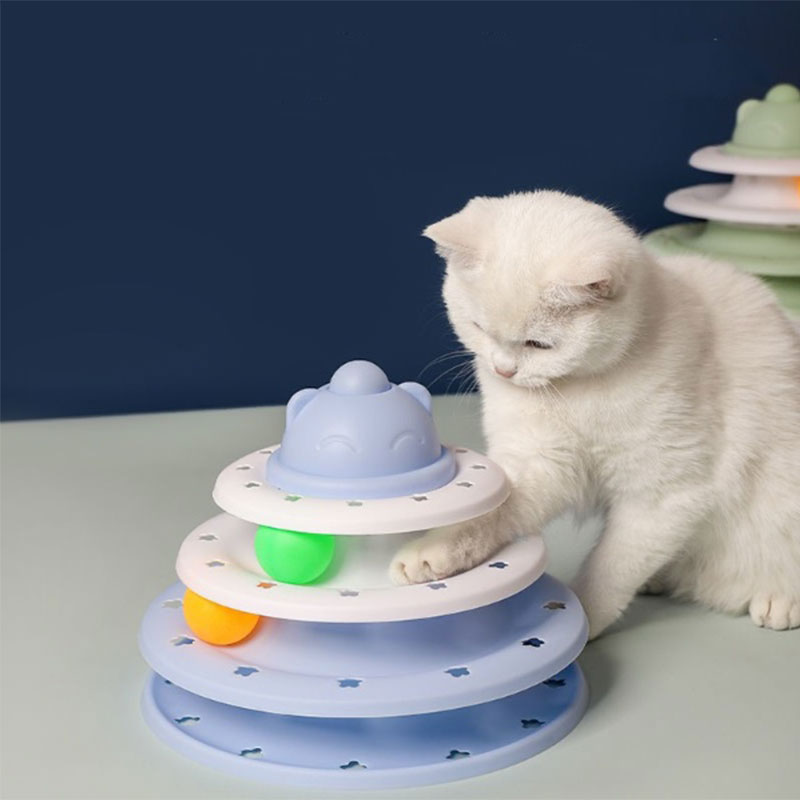 Spot Four Layer Color Matching Cat Round Play Board - Sky Blue