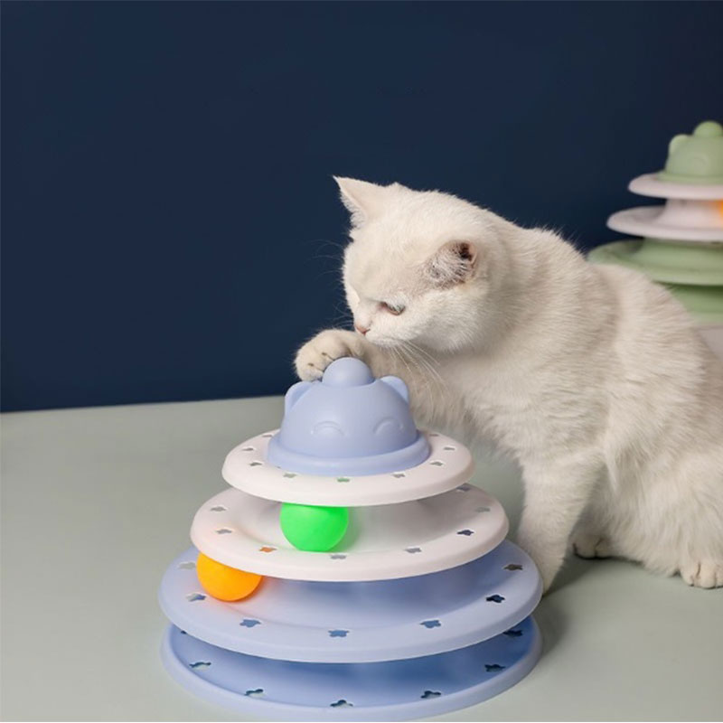 Spot Four Layer Color Matching Cat Round Play Board - Sky Blue