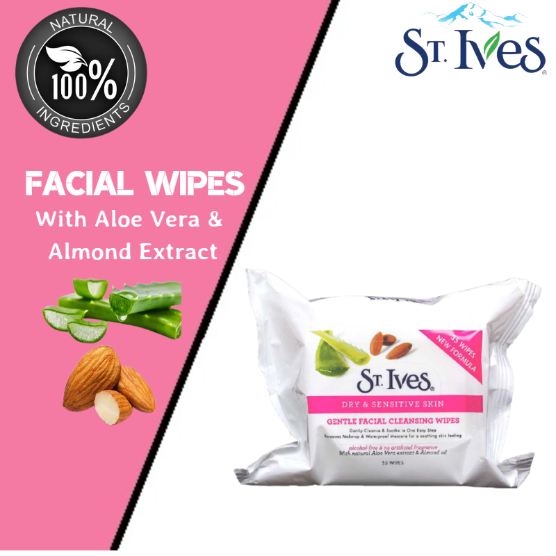 St. Ives Dry & Sensitive Skin Gentle Facial Cleansing Wipes - 35 Wipes