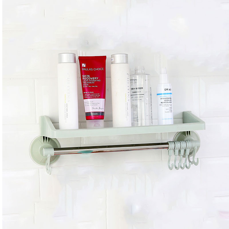 Suction Cup Storage Towel Rack With Hook For Bathroom / Kitchen (301114)