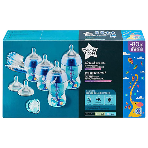 Tommee Tippee Advanced Anti-Colic Newborn Baby Bottle Starter Set - Blue