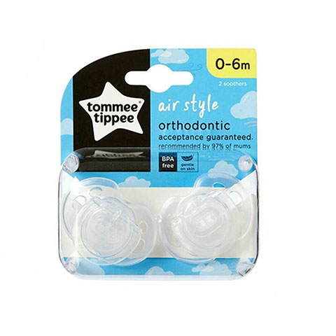 Tommee Tippee Air Style Orthodontic 0-6m Soother 2pc - White