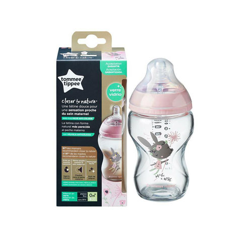 Tommee Tippee Baby Feeding Glass Bottle 250ml - Girl (7065)