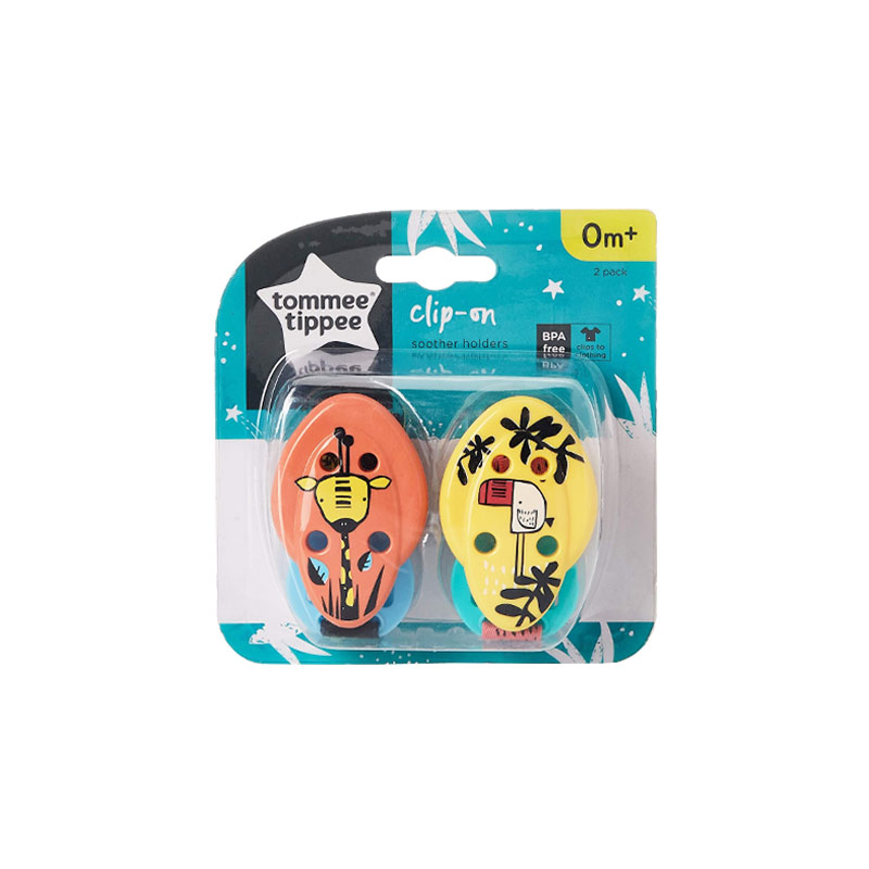 Tommee tippee Clip - On Soother Holder Om+ 2Pk - Yellow & Orange