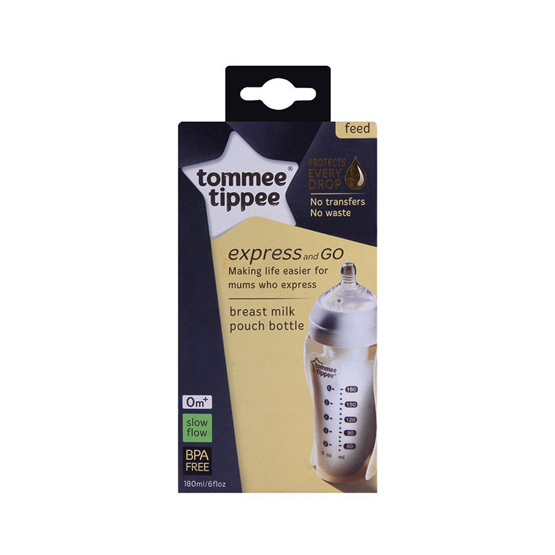 Tommee Tippee Express & Go Breast Milk Pouch Bottle 180ml
