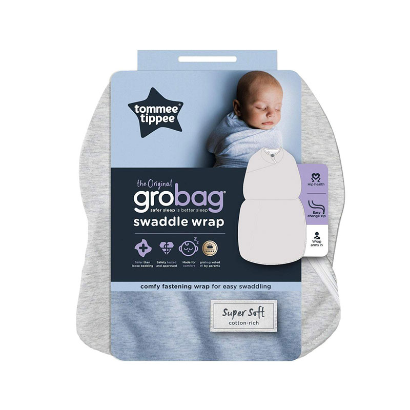 Tommee Tippee The Original Grobag Swaddle Wrap 0-3m- Grey Marl