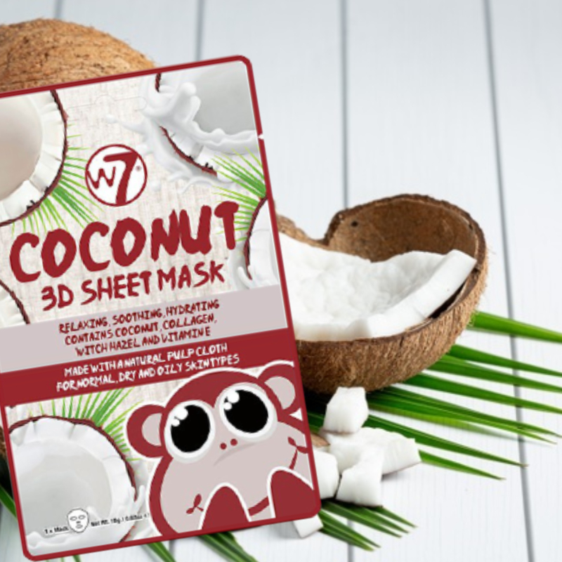 W7 Coconut 3D Sheet Mask For Normal Dry And Oily Skin Types 18g