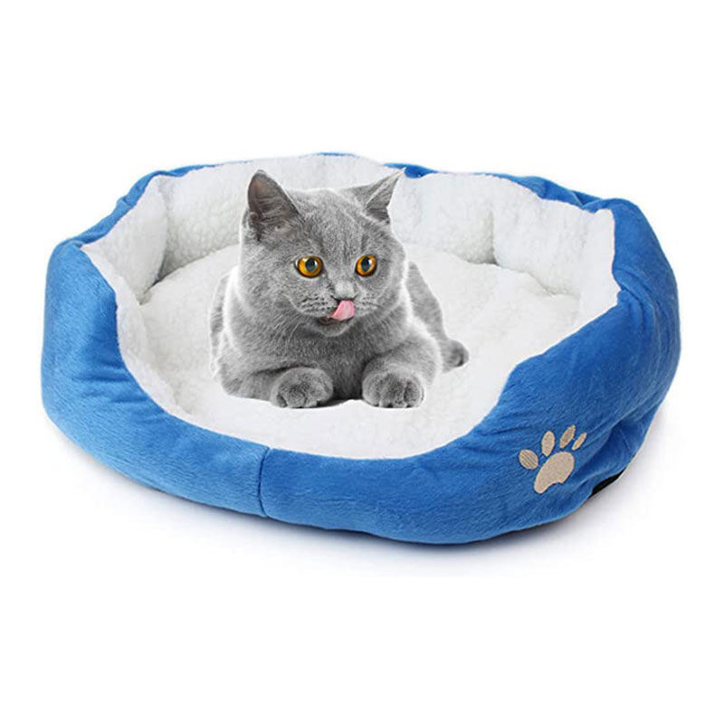 Warm Small Kennel Pet House Cushion Bed for Small Dog & Cat - Blue