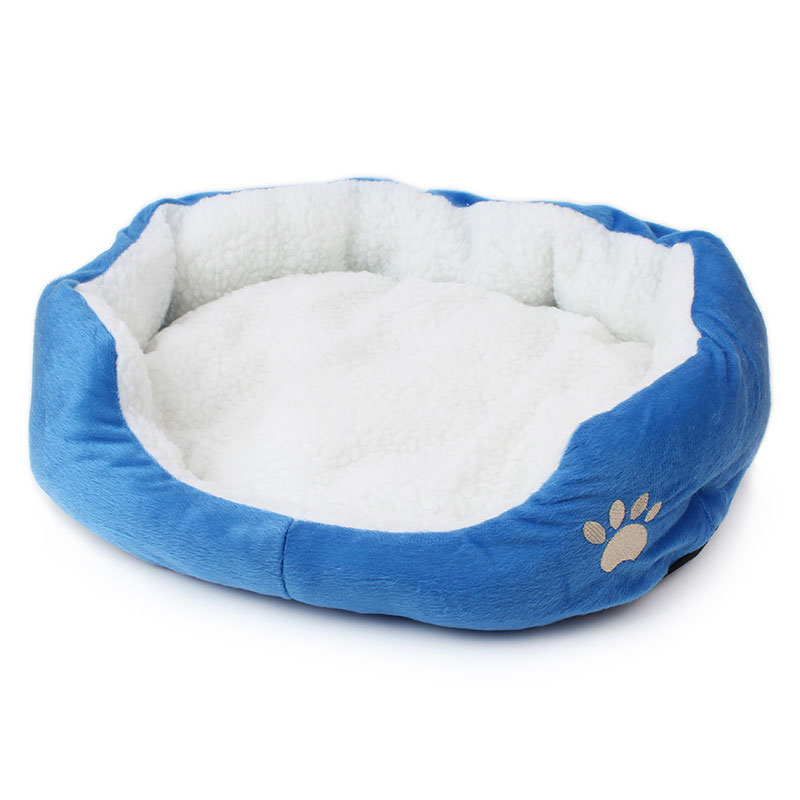 Warm Small Kennel Pet House Cushion Bed for Small Dog & Cat - Blue